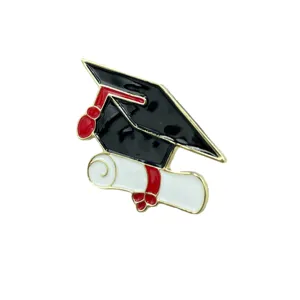 Doktorhut und Diplom Rolle Brosche, kreative Emaille Anstecknadel für Abschlussgeschenk.