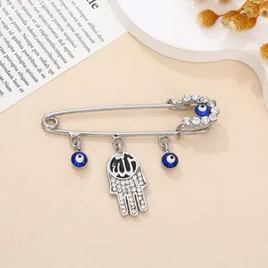 Boos oog Hamsa hand strass veiligheidsspeld broche, elegant kleding accessoire.