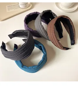 Stoffen ruitjes haarband vrouwen elegante antislip haarhoepel chic retro haaraccessoires