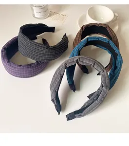 Ruitjes stof haarband brede haarhoepel stijlvolle haaraccessoires casual dagelijkse kleding