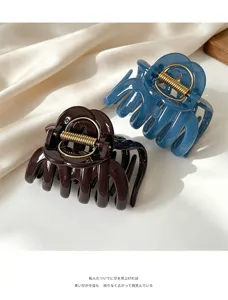 Large hair claw clips resin shark clips elegant flower design hair accessories for women.