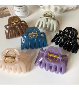 Large hair claw clips set, French style wide deep teeth shark clips for thick hair updo.