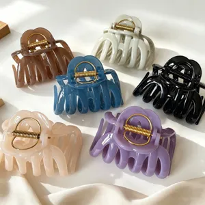French Style Large Pumpkin Hair Claw Clip For Women High Quality PC Plastic Shark Clip For Thick Hair Elegant Hair Styling Accessories