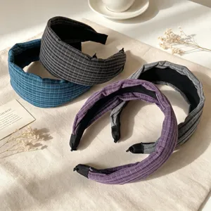 Hoofdbanden van geruite stof voor dames, stijlvolle vintage haarbanden, antislip haaraccessoires.