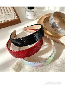 Breites Glitzer Pailletten Haarband Glänzender Haarreif Damen Mode Accessoires für Party und Alltag