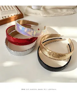 Pailletten Haarreif gepolstert breiter Haarschmuck glitzernd Damen Haarreifen Accessoires.