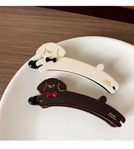 Cute puppy banana hair clip resin vertical claw clip stylish hair accessories for women.