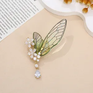 Spilla farfalla stile coreano insetto foresta lega spilla elegante cristallo floreale