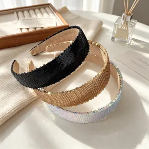 Pailletten breites Haarband für Damen glitzernd perle Schwamm Haarreifen Haarschmuck