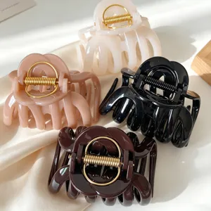 Large hair claw clips set, elegant acrylic shark hairpins for thick hair styling, non-slip.