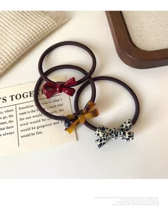 Set di elastici per capelli con fiocco in resina carino dolce quotidiano versatile