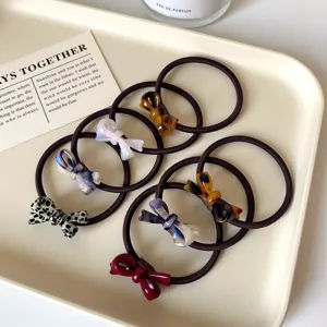 Carini elastici per capelli con fiocco per donna, eleganti supporti per coda di cavallo giornalieri.