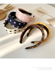 Korean style polka dot wide headband, sweet high crown hair hoop, daily fashion hair accessories.
