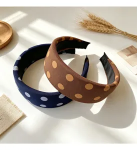Korean style polka dot wide headband, high crown sponge hair hoop, sweet daily hair accessories.