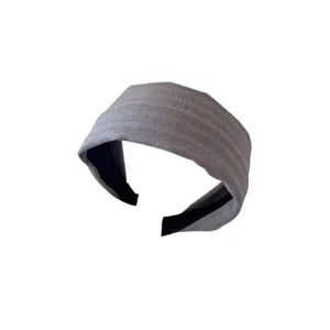 Bandeau en tissu gris large bord serge cerceau de cheveux mode femme accessoire