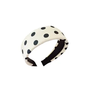 Korean style polka dot wide headband sweet high crown design fashion cute hair hoop for daily wear