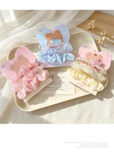 Korean cute lace mesh hair scrunchies set, sweet star hair rope for women and girls.