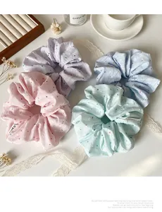 Koreaanse zoete polkadot haarelastiekjes set, zachte stof schattige paardenstaart haaraccessoires.
