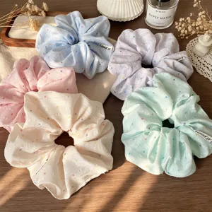 Koreaanse Stijl Zoet Stippen Stof Grote Scrunchie Geplooid Elastische Haarelastiek Ponytail Houder Zoet Haaraccessoires Voor Vrouwen Meisjes
