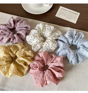 Fluffy scrunchies set for women girls, soft fabric hair ties ponytail holders cute hair accessories.