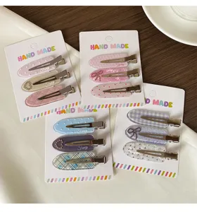 Sweet dopamine hair clip set with plaid and bow designs, perfect for daily cute hairstyles.