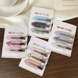 Cute dopamine sweet acrylic hair clips set, multi-color side hair pins for women daily styling.