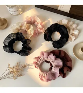 Korean style lace scrunchies sweet elegant hair accessories aesthetic daily hair ties cute