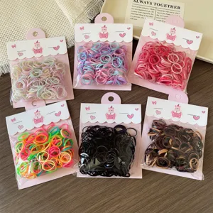 Disposable Rubber Bands Elastic Hair Ties For Kids Girls Small Seamless Hair Rings Colorful Thick Hair Bands Headwear Accessories