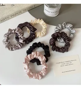 Satin hair scrunchies set elegant silk elastic hair ties for women daily styling chic hair accessories