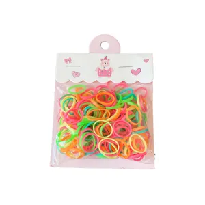 Colorful elastic hair rubber bands for kids, bagged small hair ties for girls and toddlers.
