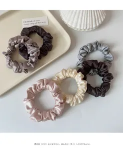 Silk satin hair scrunchies set, elastic hair ties ponytail holder for women and girls daily styling.