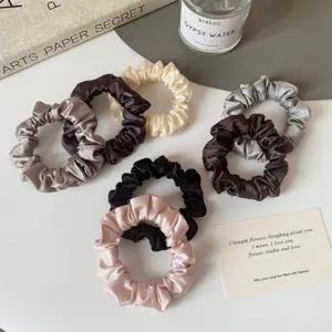 Korean Style Satin Fabric Scrunchies For Women Seamless High Elasticity Hair Ties Minimalist Hair Bands Headwear Accessory