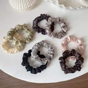 Korean satin fabric hair scrunchies set, high elasticity seamless hair ties for women.
