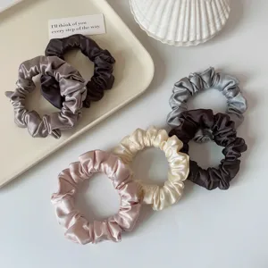 Korean style satin hair scrunchies set minimalist elegant seamless ponytail holder main view