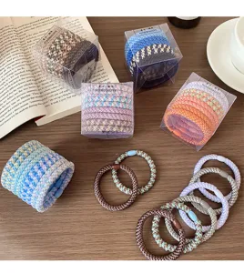 Colorful woven hair ties set with storage box cute elastic hair bands for women and girls daily styling