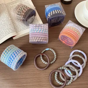 Color woven hair ties scrunchies set girlish ponytail hair accessories for women styling