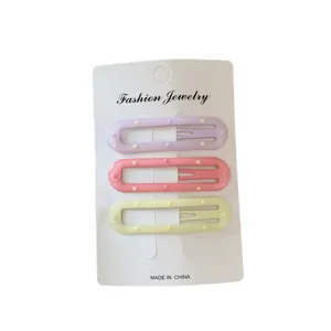 Grazioso set di 3 fermagli per capelli cavi colorati macaron stile coreano carini per donne
