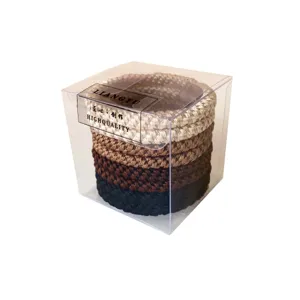 Woven hair ties set in transparent box, elastic braided hair ropes for women ponytail daily use.