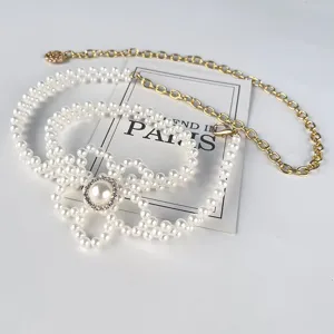 Chaîne de taille fleur perle ceinture métal or pour femme robe accessoire élégant