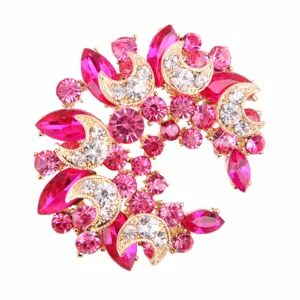 Elegante koreanische Kristall Brosche mit bunten Strasssteinen, schickes Blumen Design.
