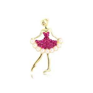 Detail van prachtige strass balletdanser broche, elegante jas speld met kristallen.