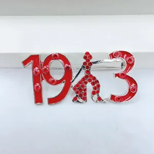 Exquisite 1913 Strass rote Mädchen Brosche Pin, elegantes Mode Schmuck Accessoire Damen.