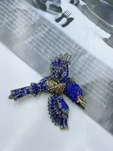 Wunderschöne Vintage Blaue Strass Vogel Brosche, exquisite Verarbeitung für Mode Outfits.