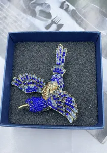 Vintage Blaue Kristall Eisvogel Brosche Elegante Strass Tier Anstecknadel Schmuck Zubehör