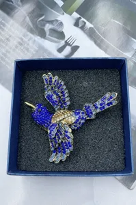 Vintage Luxus Strass Eisvogel Brosche mit Geschenkbox für Damen Kleidung Dekoration