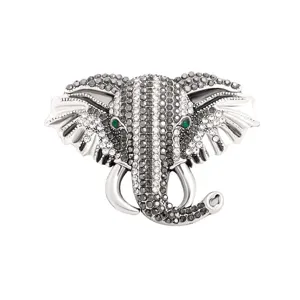 Kristall Elefanten Kopf Brosche Silber Strass Mode Anzug Nadel Schmuck Zubehör