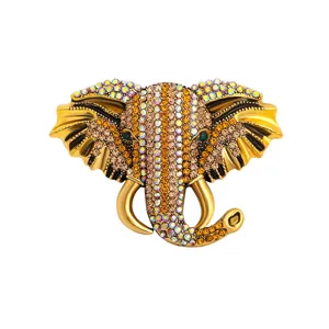 Elegante Strass Elefanten Brosche Nadel Vintage vergoldete Kristall Anzug Revers Schmuckstück