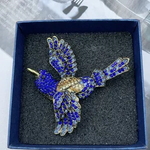 Vintage Strass Eisvogel Brosche Luxus Mode Kristall Anstecknadel für Kleidung und Taschen