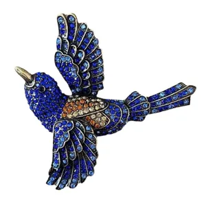 Vintage blaue Strass Eisvogel Brosche elegante Kristall Tier Anstecknadel Schmuck Geschenk.