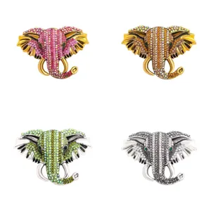 Vintage Zinklegierung Strass Elefant Kopf Brosche Anstecknadel Emailliert Tier Brosche Für Anzug Jacke Mantel Dekoration Damen Herren Schmuck